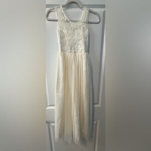 Handmade Vintage Ivory Kids Lace Flower Girl Dress